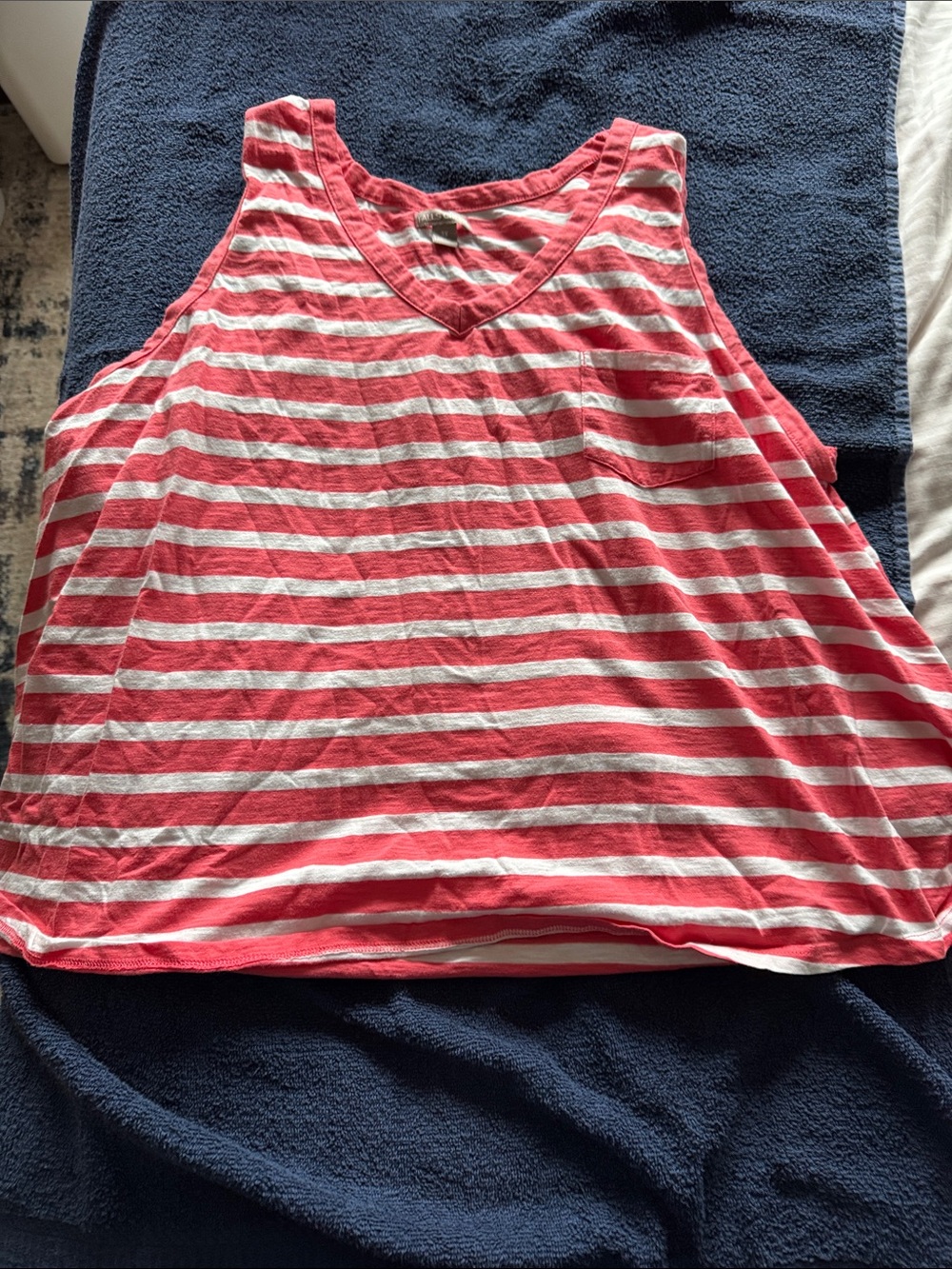 Falls Creek Coral and White Striped Tank Top